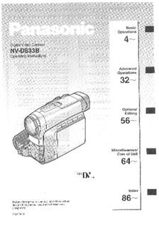 Panasonic NV DS 33 B manual. Camera Instructions.